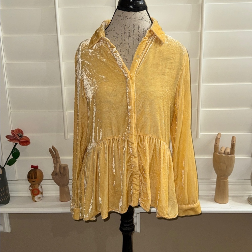 Sundance Silk Velvet Button Front Top